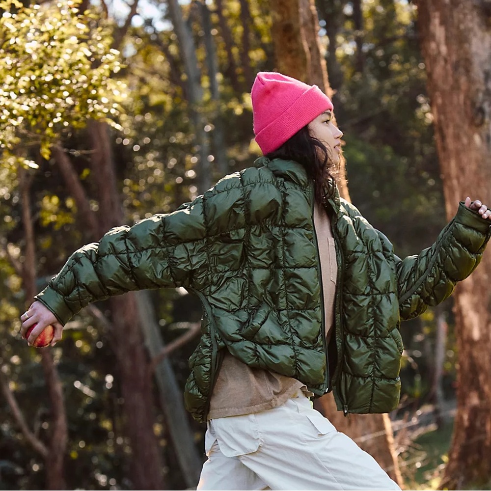 Free People Olive Puffer Jacket